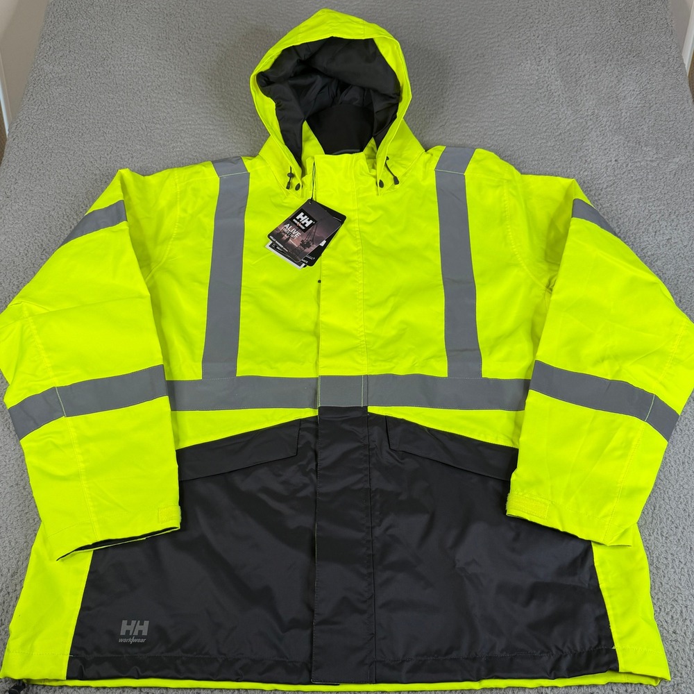 Helly Hansen Jacket Mens 3XL Yellow Alta Shell 71071 Hi-Vis Workwear Reflective